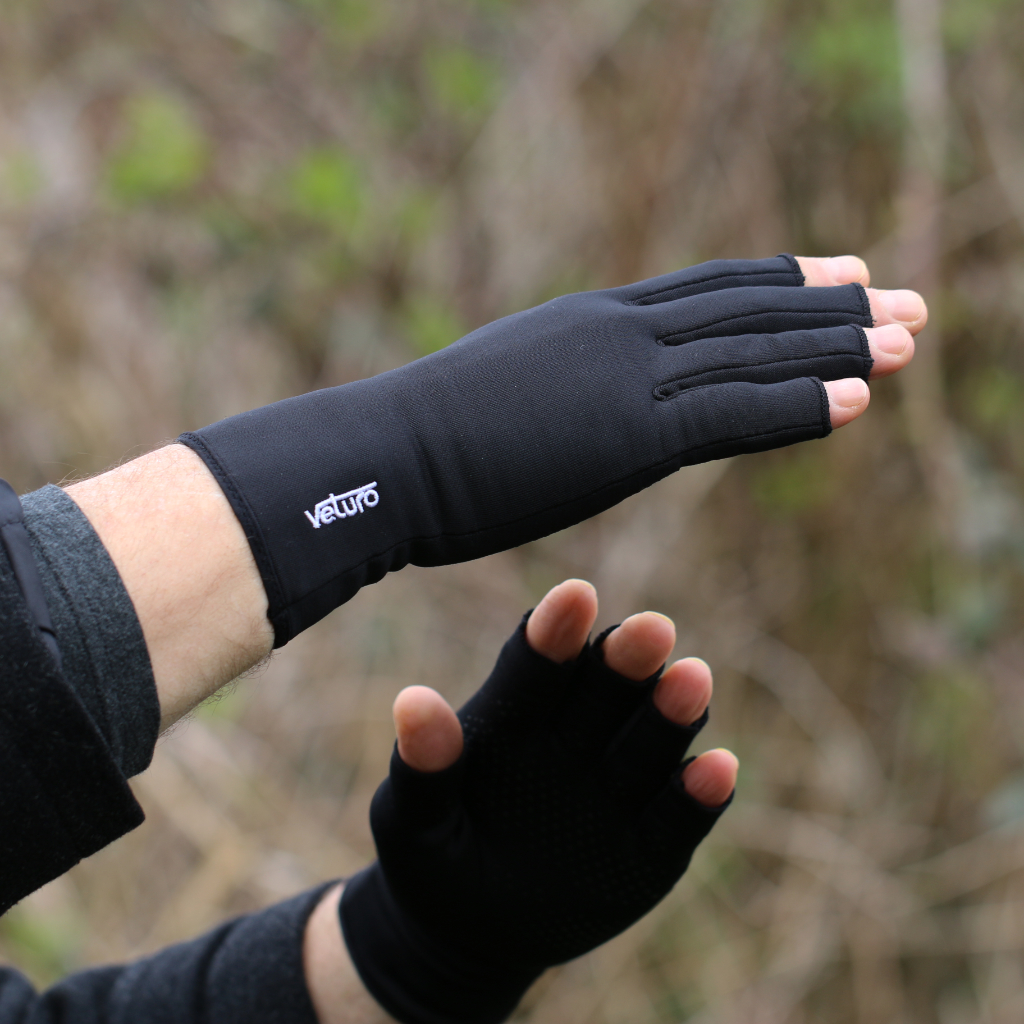 Infrared Compression Open Finger Gloves Grip Arthritis and Cold Hands –  Gloves for Therapy by Veturo