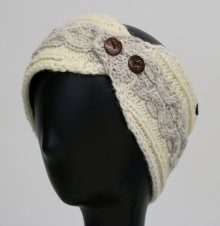 Infrared Knit Lined Wool Two-Tone Headband with Buttons