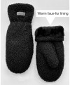 Women’s Black Bouclé Mittens Lining Details