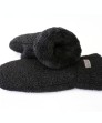 Black Bouclé Warm Mittens with Plush Faux-Fur Lining